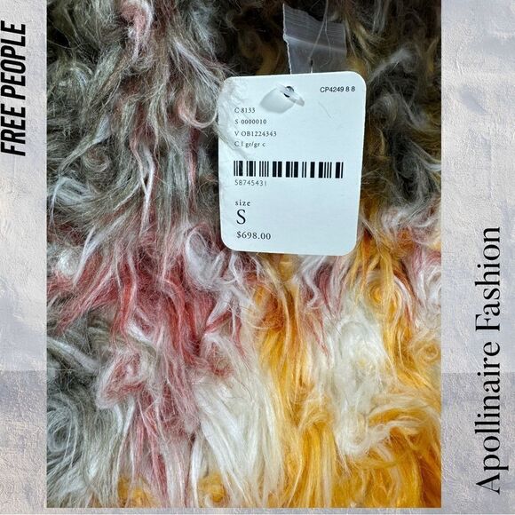 FREE PEOPLE PLAID CARDI FAUX FUR COAT NWT VARIOUS SIZES RARE - Picture 5 of 11